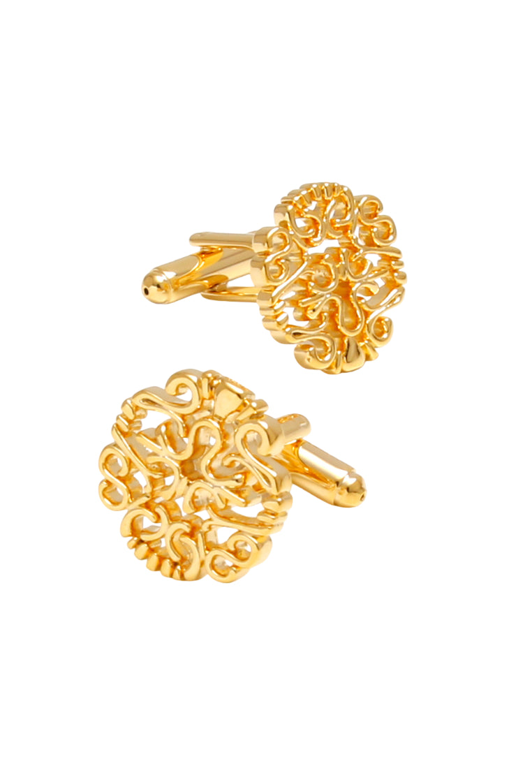 Pair Of Gold Art Hollow Pattern Design Retro Simple Men's Cufflinks