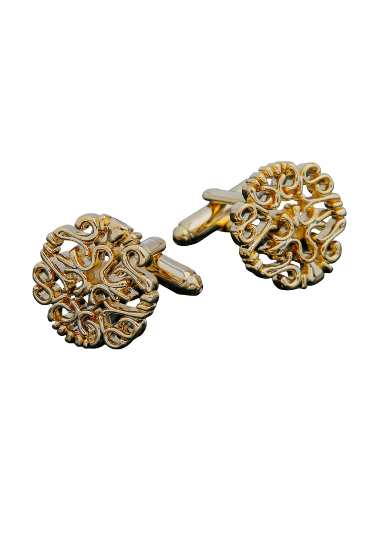 Pair Of Gold Art Hollow Pattern Design Retro Simple Men's Cufflinks