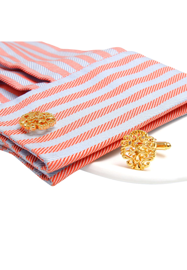 Pair Of Gold Art Hollow Pattern Design Retro Simple Men's Cufflinks