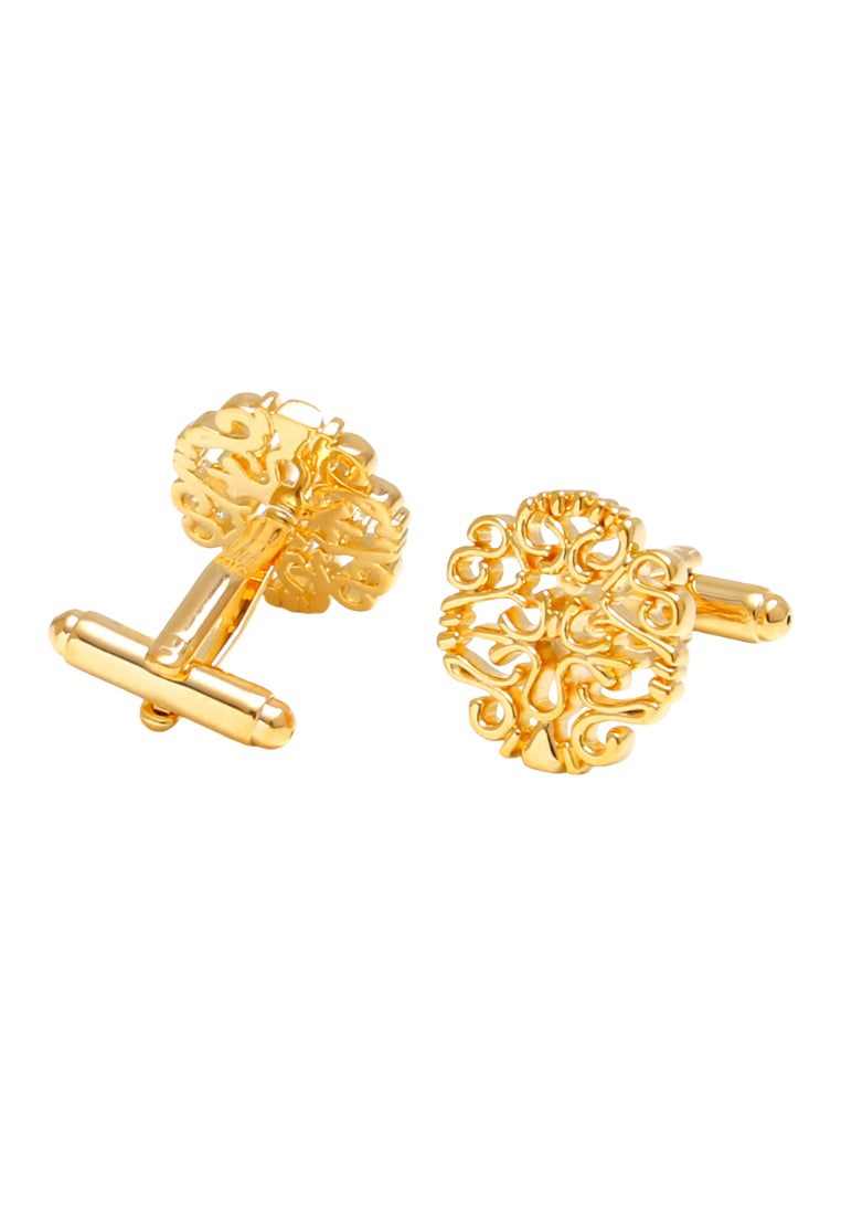 Pair Of Gold Art Hollow Pattern Design Retro Simple Men's Cufflinks