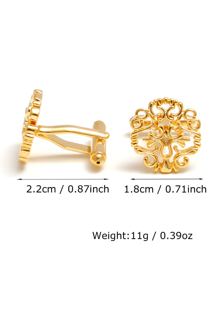 Pair Of Gold Art Hollow Pattern Design Retro Simple Men's Cufflinks