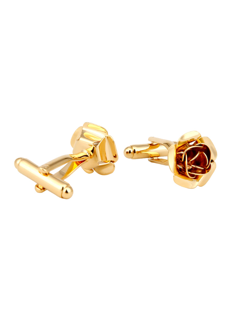 Rose Cufflinks Men And Women French Simple Gold Flower Jewelry Pair