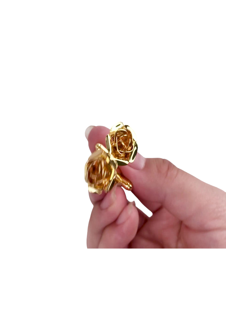 Rose Cufflinks Men And Women French Simple Gold Flower Jewelry Pair