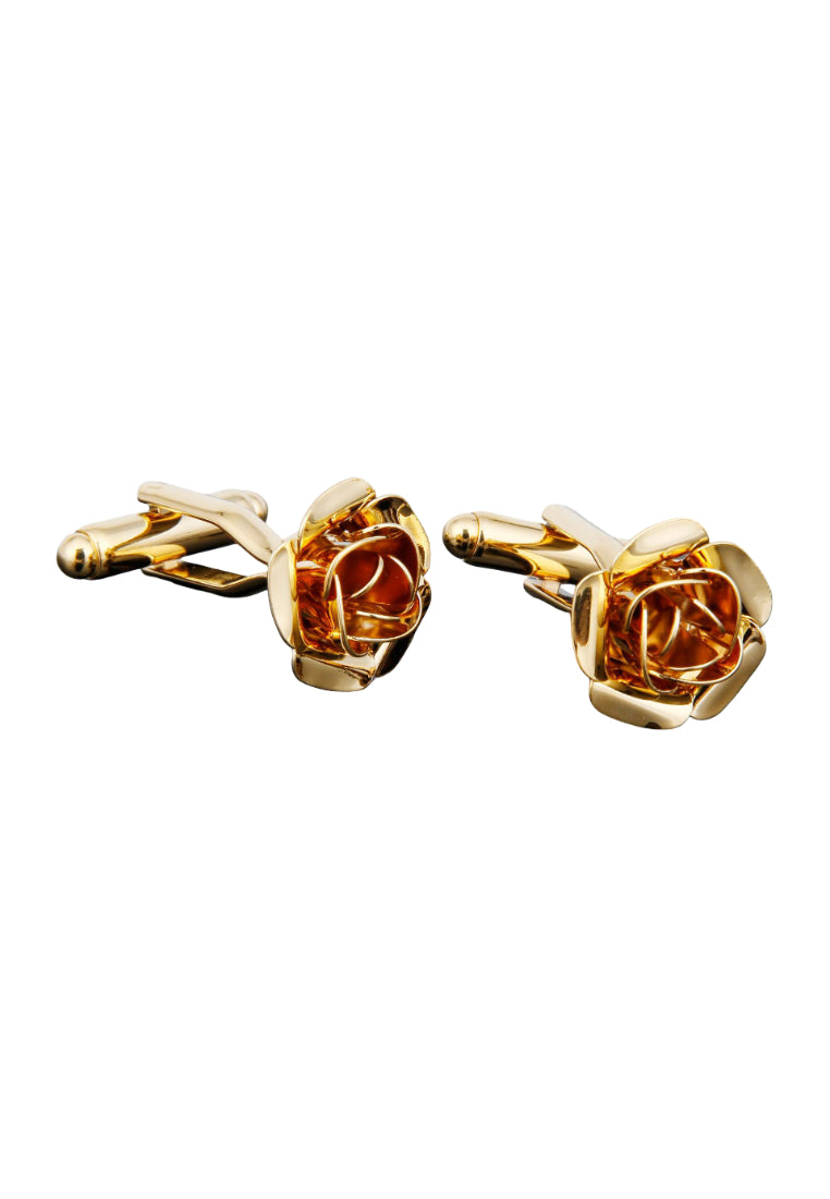 Rose Cufflinks Men And Women French Simple Gold Flower Jewelry Pair