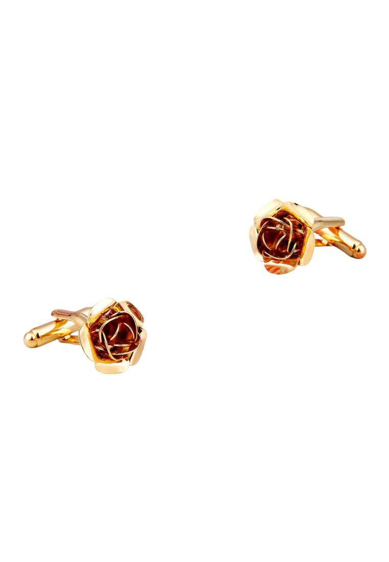 Rose Cufflinks Men And Women French Simple Gold Flower Jewelry Pair
