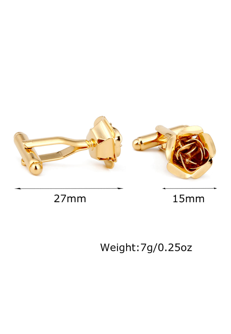 Rose Cufflinks Men And Women French Simple Gold Flower Jewelry Pair