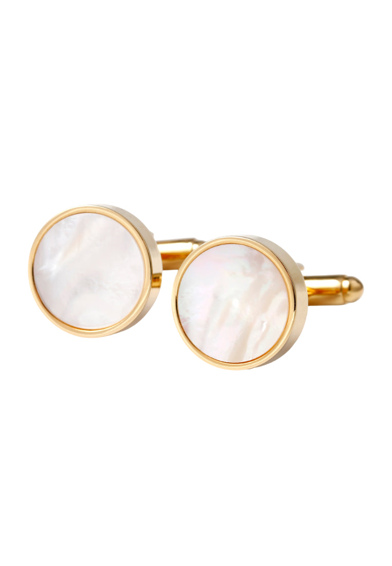 Men's Cufflinks, Light Luxury, French Style, Simple Shell Round Gold Shirt Accessories