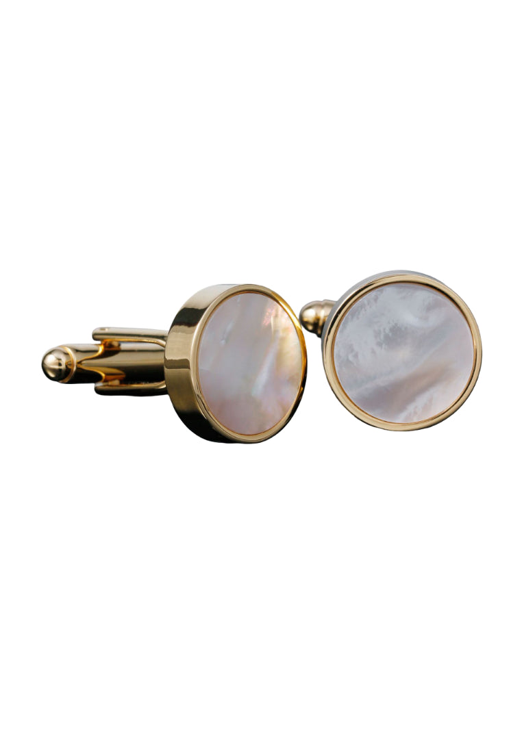 Men's Cufflinks, Light Luxury, French Style, Simple Shell Round Gold Shirt Accessories