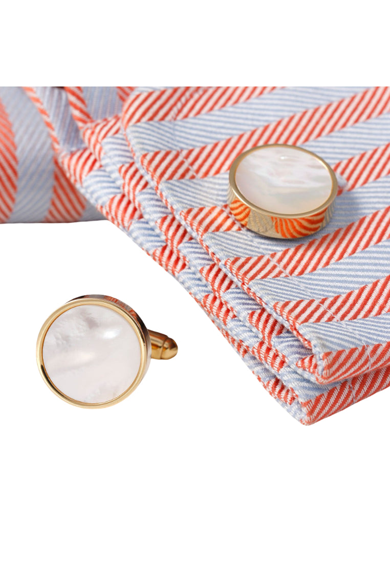 Men's Cufflinks, Light Luxury, French Style, Simple Shell Round Gold Shirt Accessories