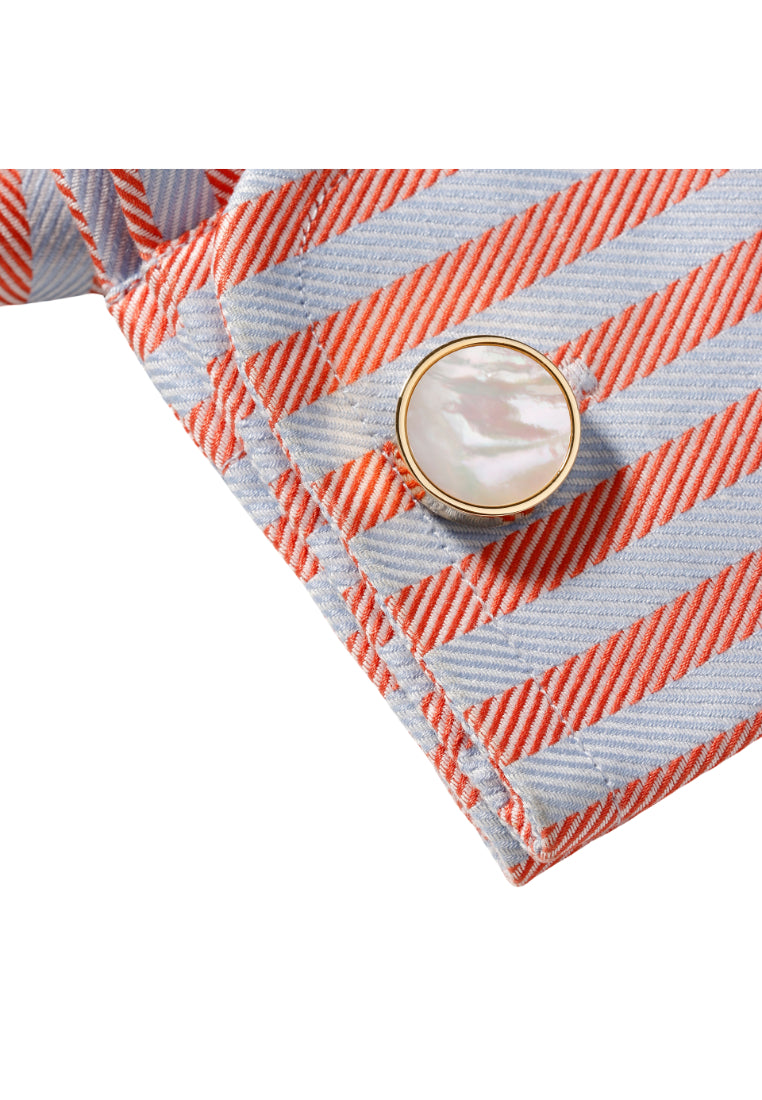 Men's Cufflinks, Light Luxury, French Style, Simple Shell Round Gold Shirt Accessories