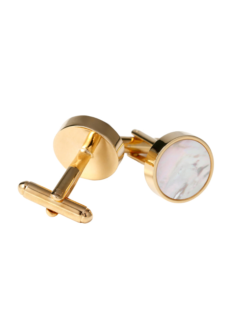 Men's Cufflinks, Light Luxury, French Style, Simple Shell Round Gold Shirt Accessories