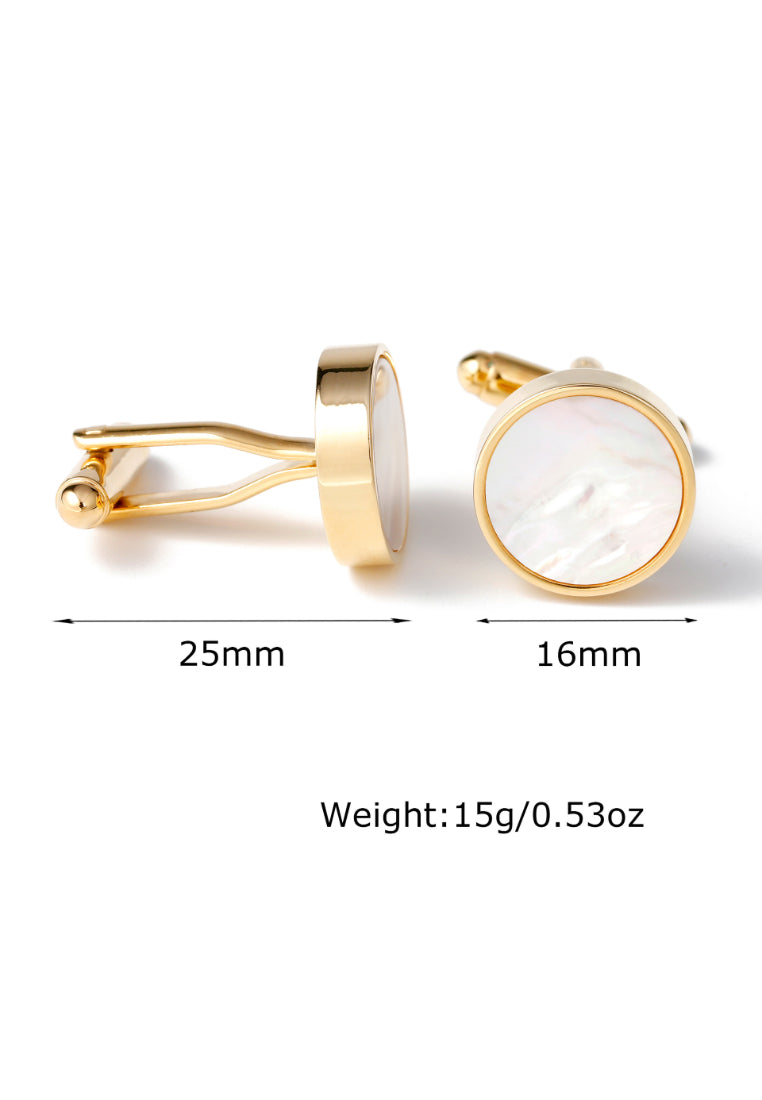 Men's Cufflinks, Light Luxury, French Style, Simple Shell Round Gold Shirt Accessories