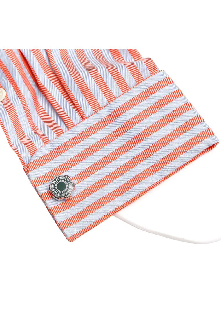 Men's Cufflinks Creative And Simple Inlaid Green Pattern Gear-Shaped Shirt Jewelry Pair