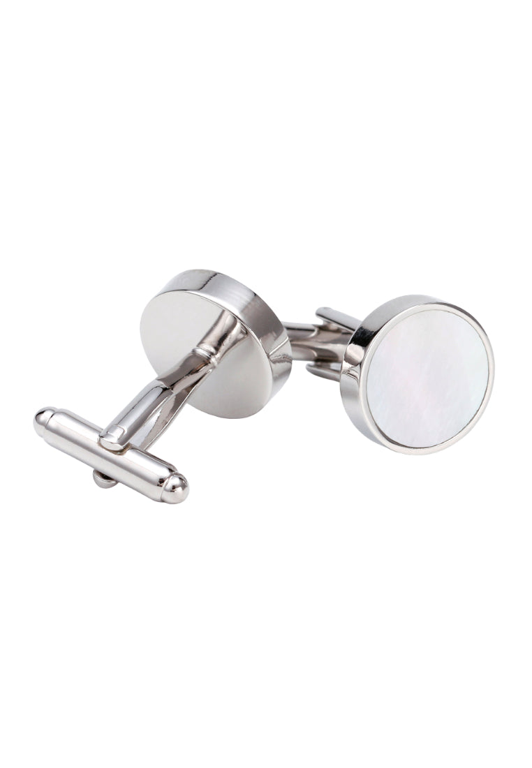 Men's Cufflinks Light Luxury French Simple Shell Round Silver Shirt Jewelry Pair