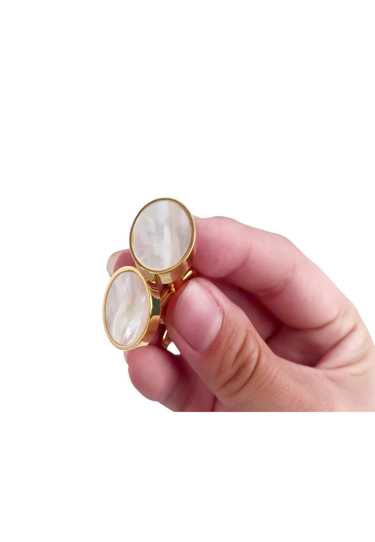 Men's Cufflinks Light Luxury French Simple Shell Round Silver Shirt Jewelry Pair