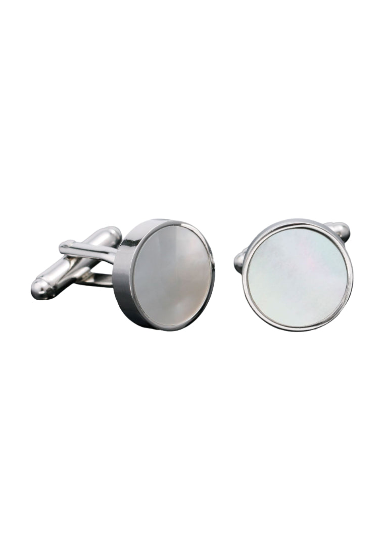 Men's Cufflinks Light Luxury French Simple Shell Round Silver Shirt Jewelry Pair