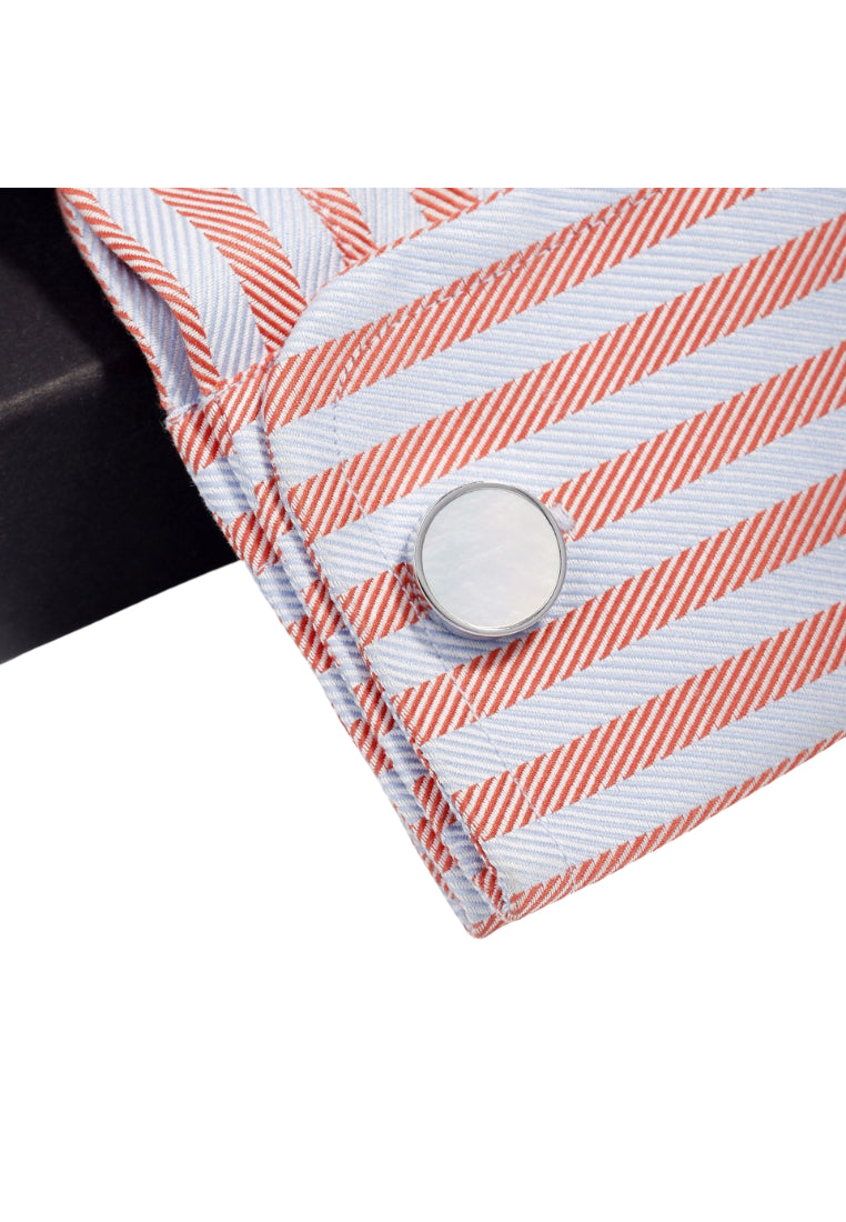 Men's Cufflinks Light Luxury French Simple Shell Round Silver Shirt Jewelry Pair