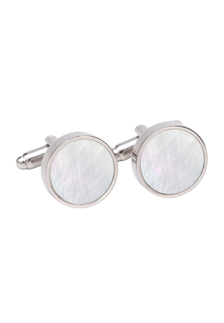 Men's Cufflinks Light Luxury French Simple Shell Round Silver Shirt Jewelry Pair