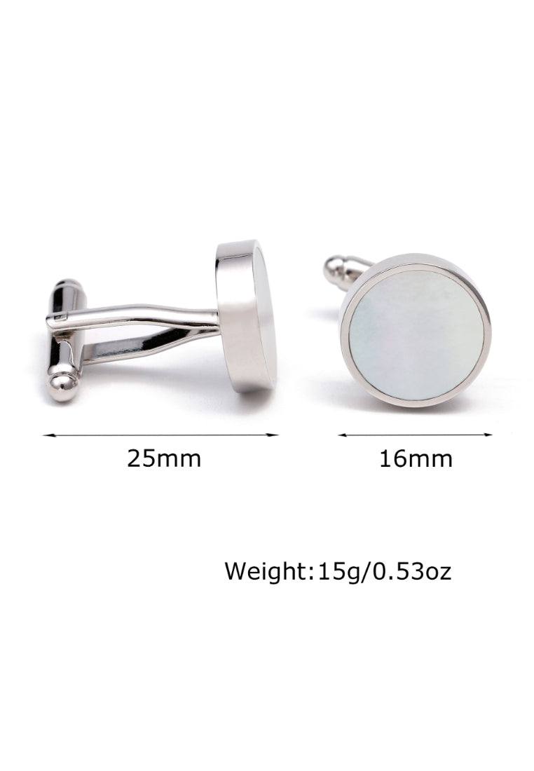 Men's Cufflinks Light Luxury French Simple Shell Round Silver Shirt Jewelry Pair