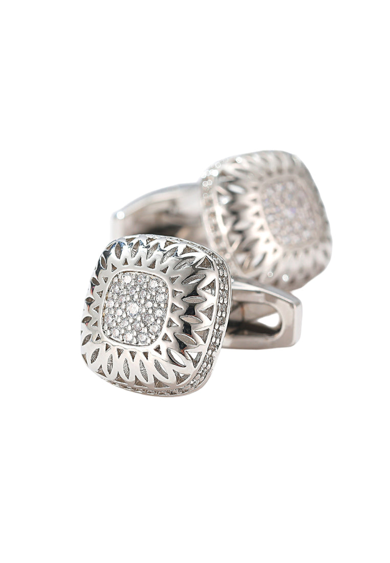 Pair Of Jewelry Simple Luxury Inlaid Zircon Silver Square Men's Shirt Cufflinks