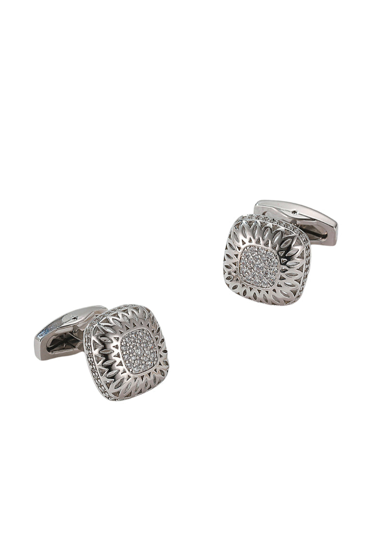 Pair Of Jewelry Simple Luxury Inlaid Zircon Silver Square Men's Shirt Cufflinks