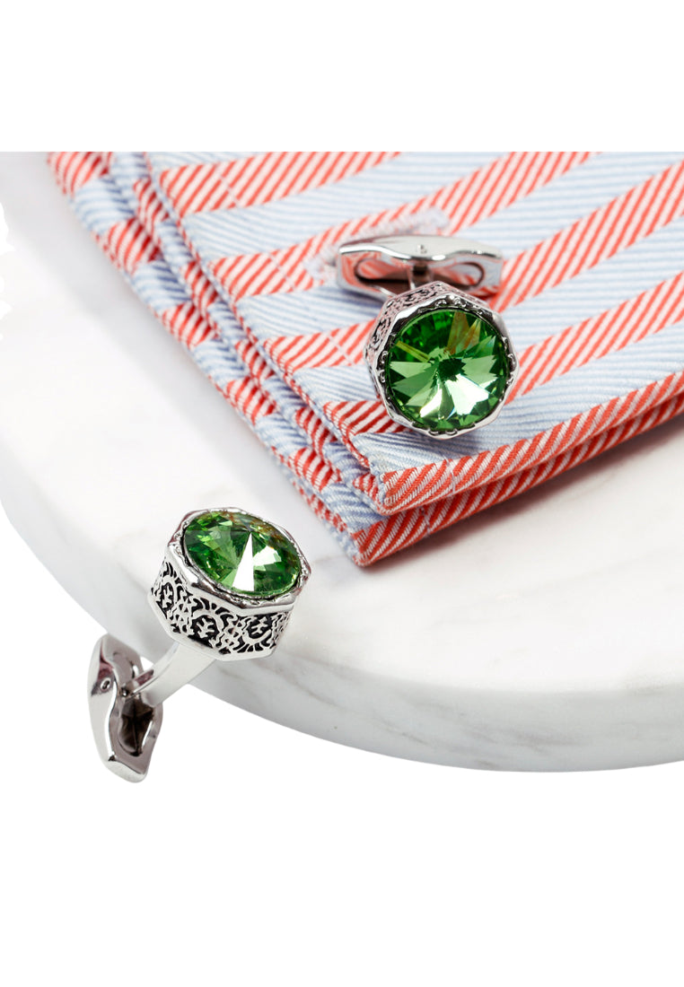 Men's Cufflinks Creative Exquisite Crystal Inlaid Blue Green Shirt Jewelry Pair