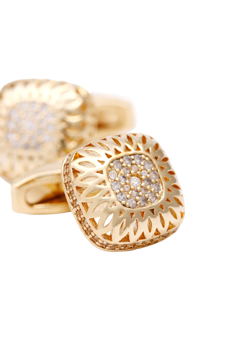 Men's Cufflinks High Quality Light Luxury Zircon Gold Square Shirt Sleeve Nails