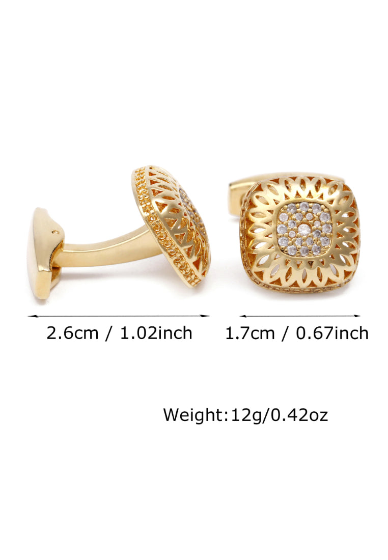 Men's Cufflinks High Quality Light Luxury Zircon Gold Square Shirt Sleeve Nails