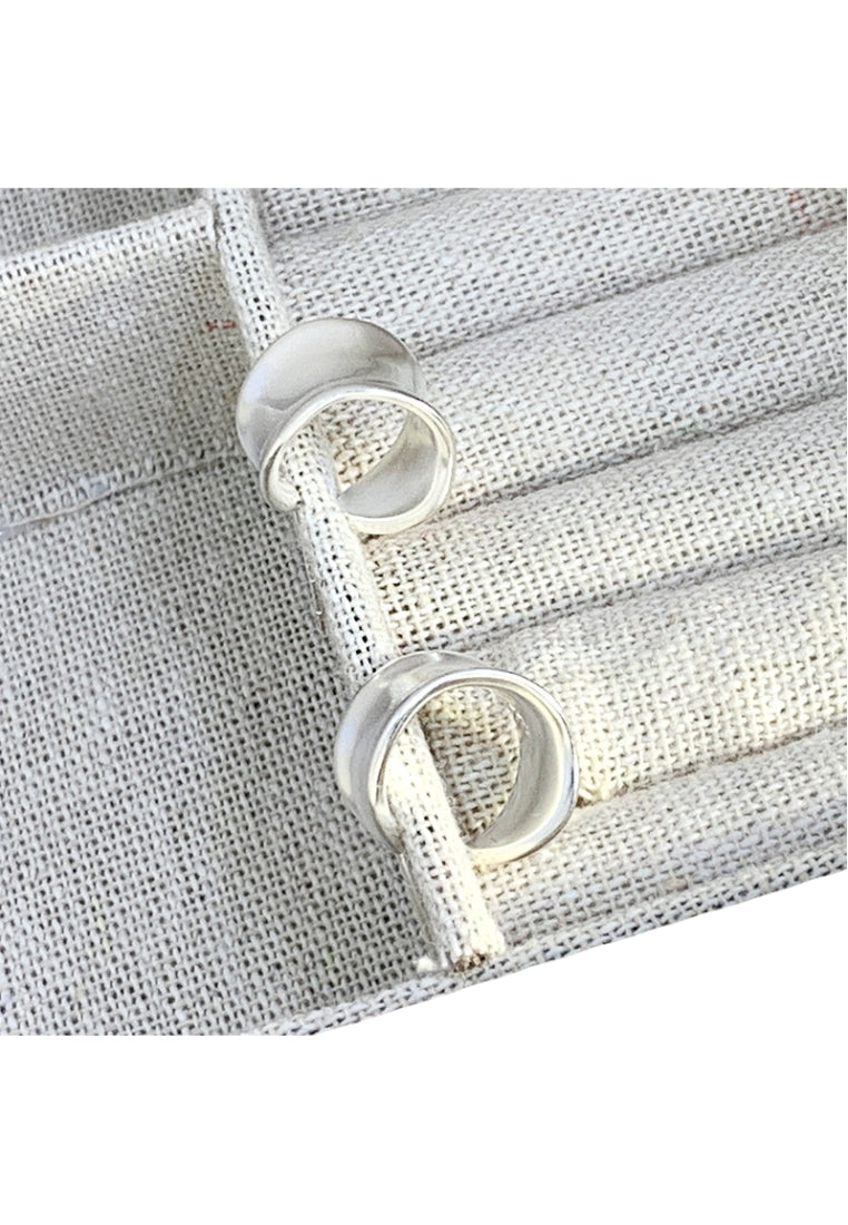 Emi Matsumoto S925 Silver Studs for Women, Irregular C Shaped Wide Style Earrings