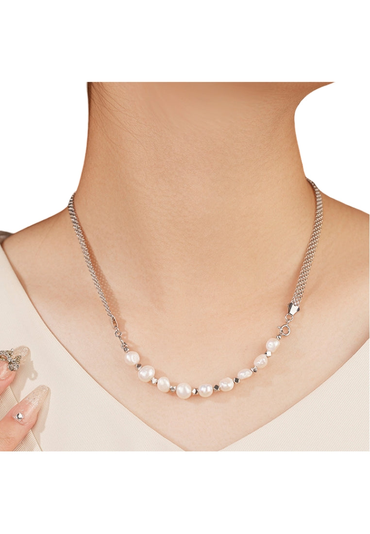 Autumn Winter S925 Silver Wide Pearl Necklace