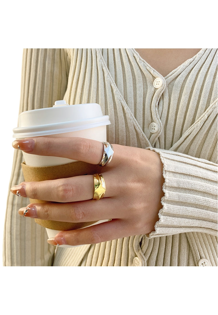 Wave Inlaid Personality Trendy Minimalist Adjustable Ring for Women