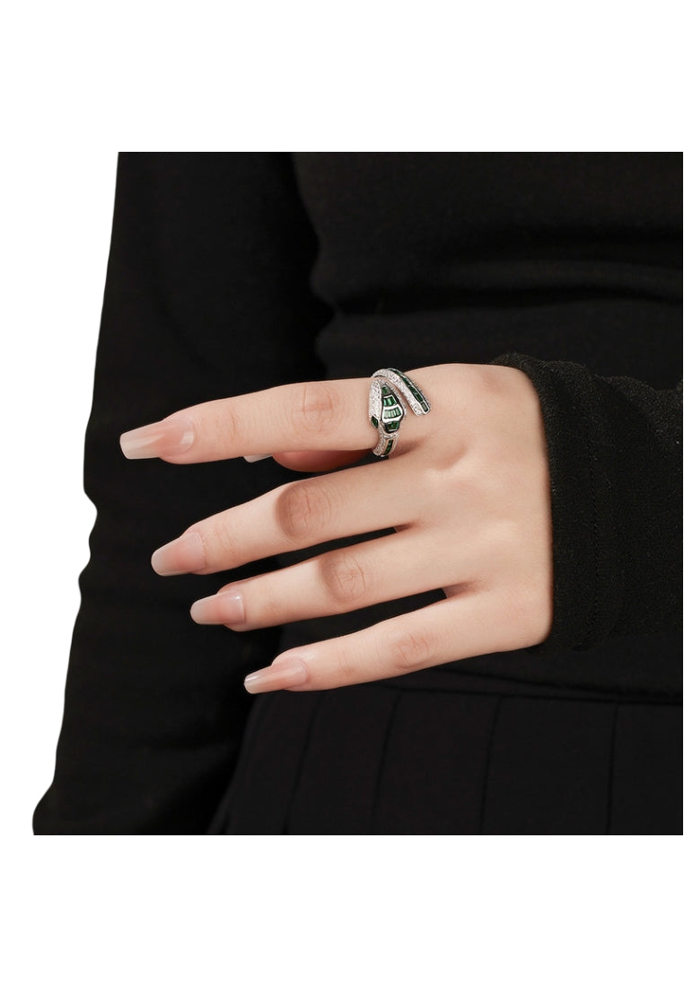 925 Sterling Silver Enamel Drop Glaze Wave Ring with Luxury Geometric Minimalist Style for Women