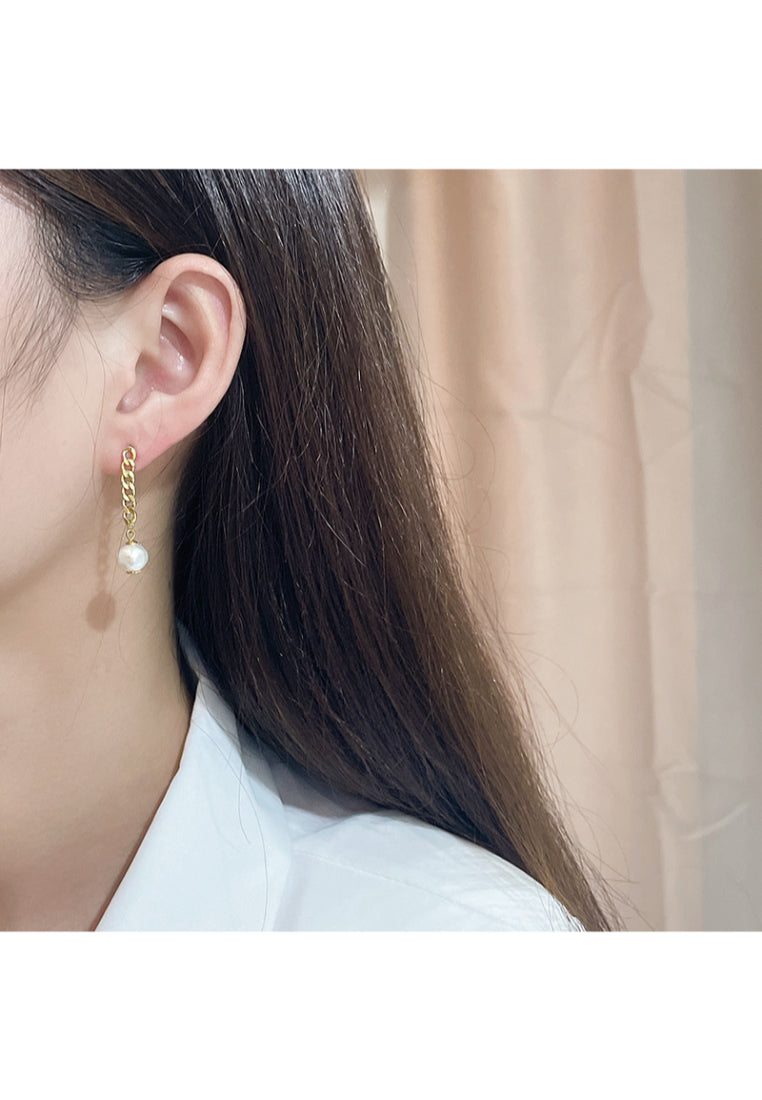 Trendy Long Chain S925 Silver Baroque Pearl Stud Earrings for Women, Unique and Personalized Jewelry