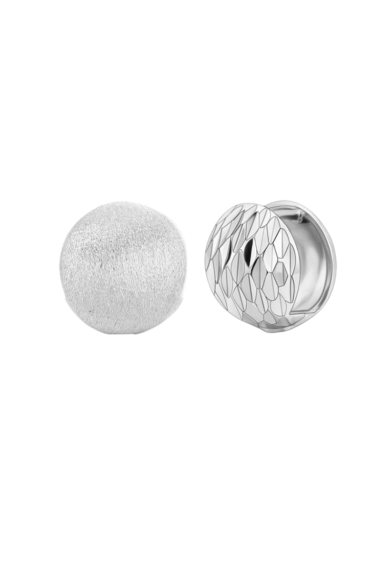 S925 silver brushed frosted ball earrings