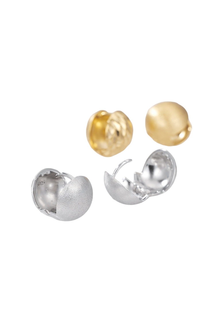 S925 silver brushed frosted ball earrings