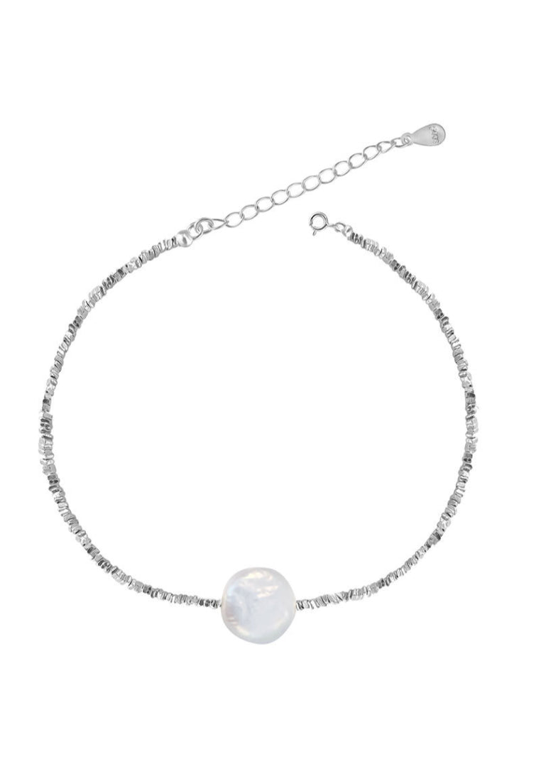 S925 Silver Irregular Silver Pearl Necklace