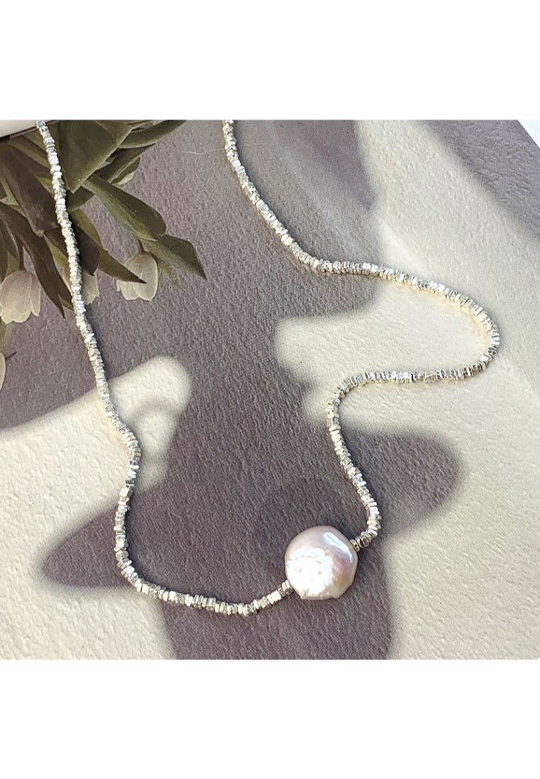 S925 Silver Irregular Silver Pearl Necklace