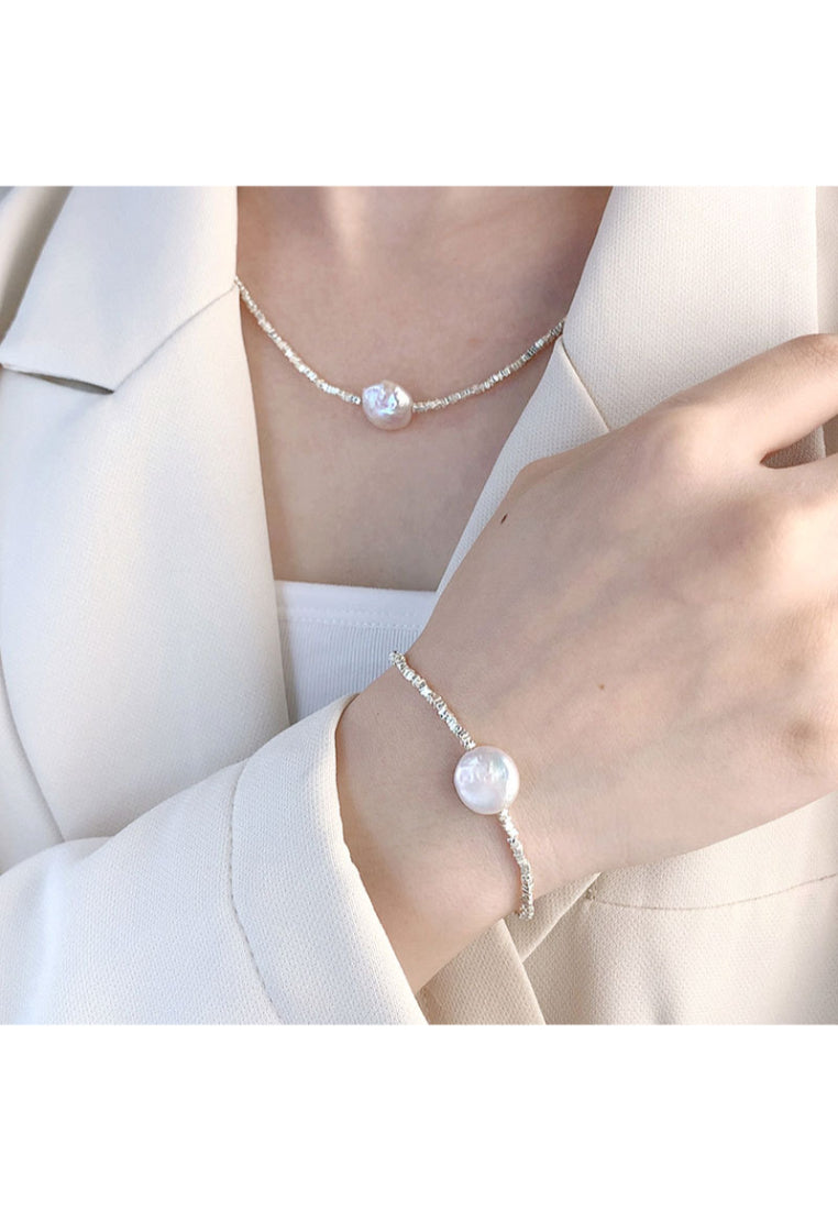 S925 Silver Irregular Silver Pearl Necklace