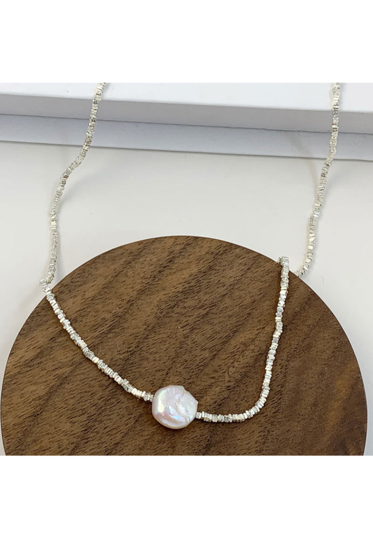 S925 Silver Irregular Silver Pearl Necklace