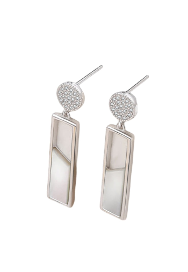 Luxury S925 Silver Stud Earrings for Women with Simple Design and Long Mother of Pearl Drops, Fashionable and Classy Jewelry