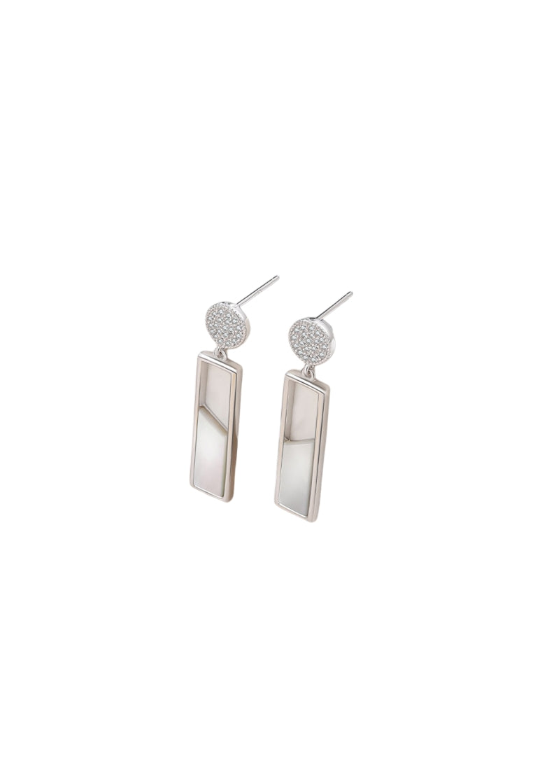 Luxury S925 Silver Stud Earrings for Women with Simple Design and Long Mother of Pearl Drops, Fashionable and Classy Jewelry