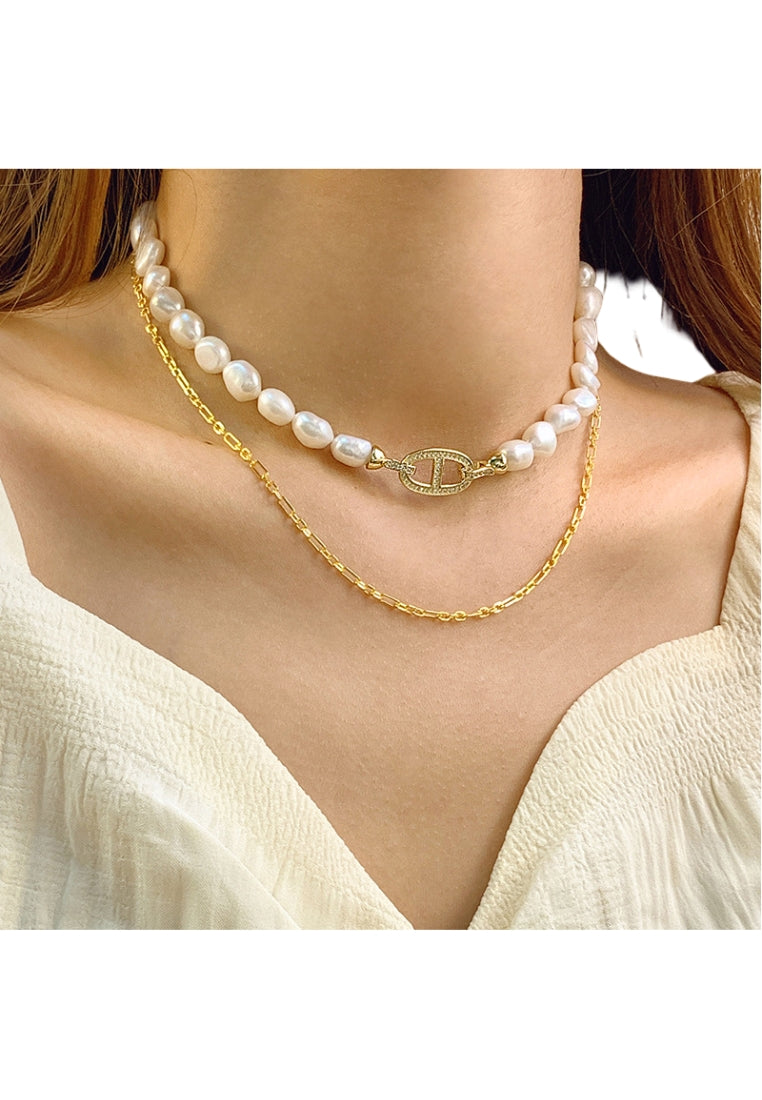S925 Silver Horseshoe Pearl Necklace