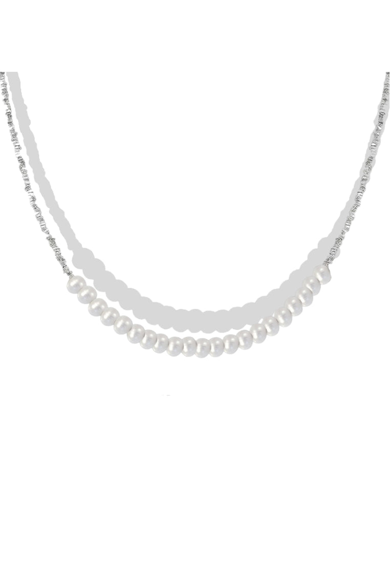 Luxury Pearl Silver Lockbone Chain