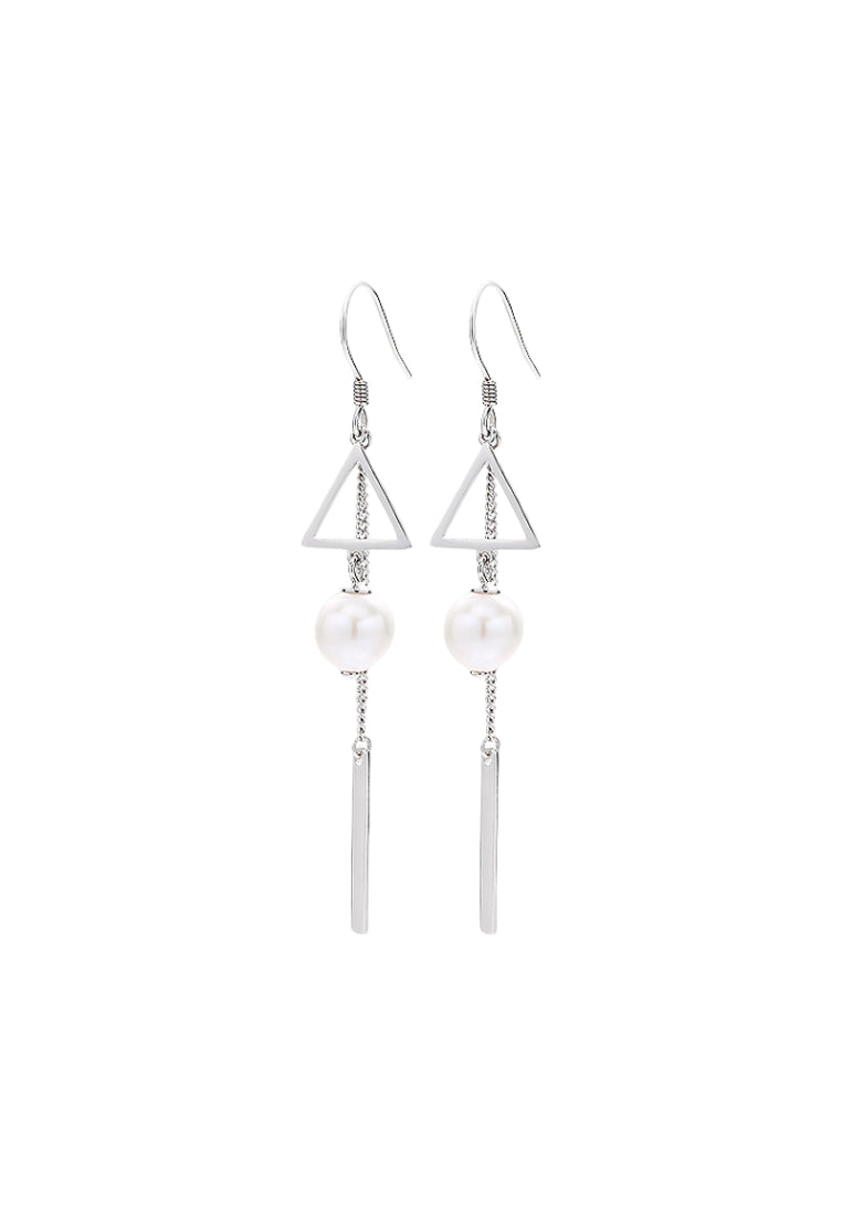 S925 Silver Baroque Pearl Earrings with Simple Design, Long Tassel Drops for Women