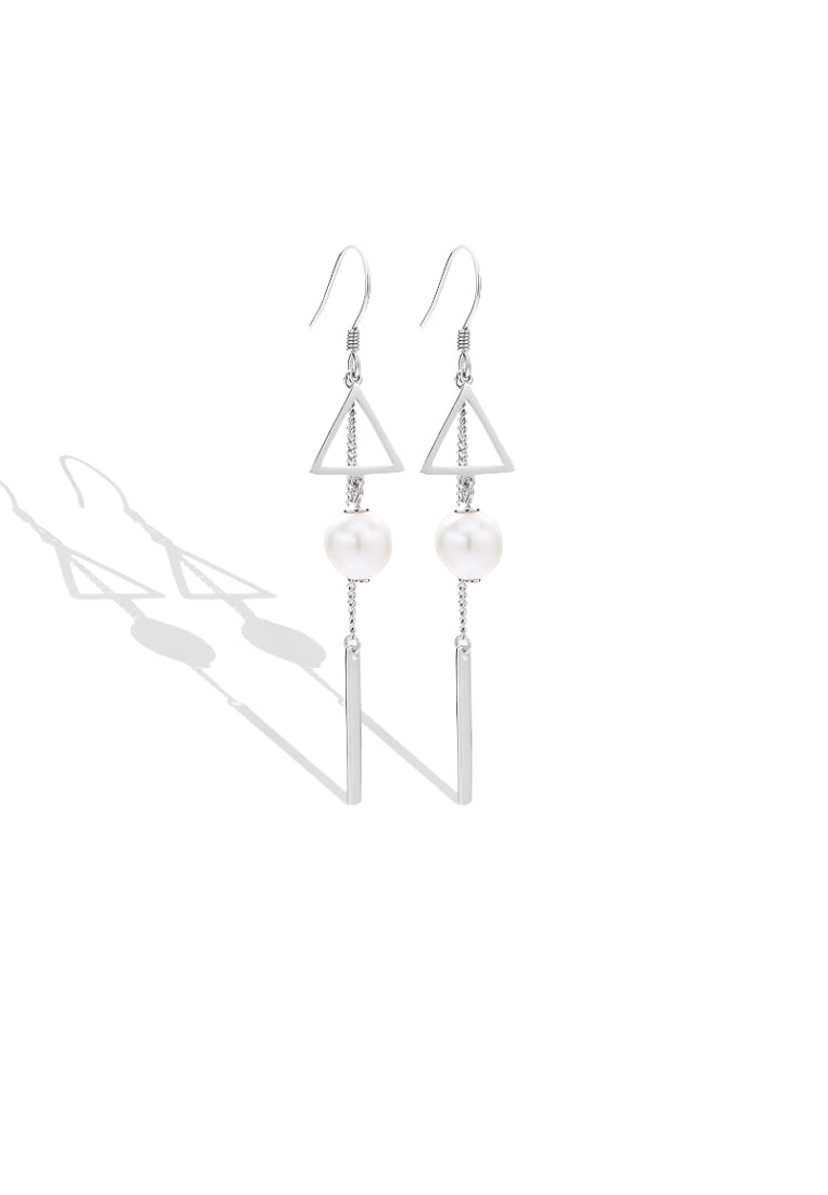 S925 Silver Baroque Pearl Earrings with Simple Design, Long Tassel Drops for Women