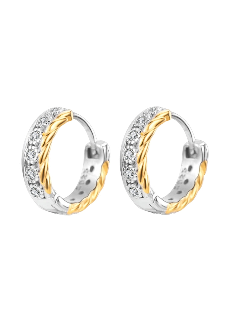 French retro earrings for women S925 sterling silver niche design misplaced twist goldrimmed earrings