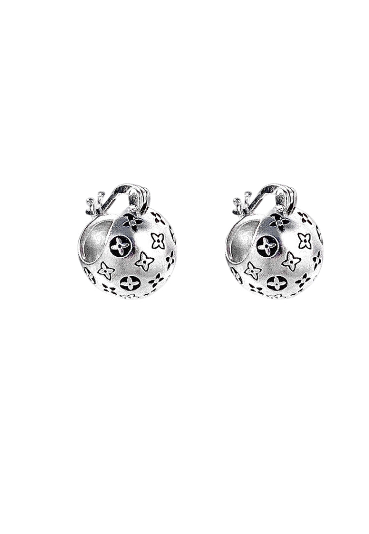 S925 silver round graffiti earrings