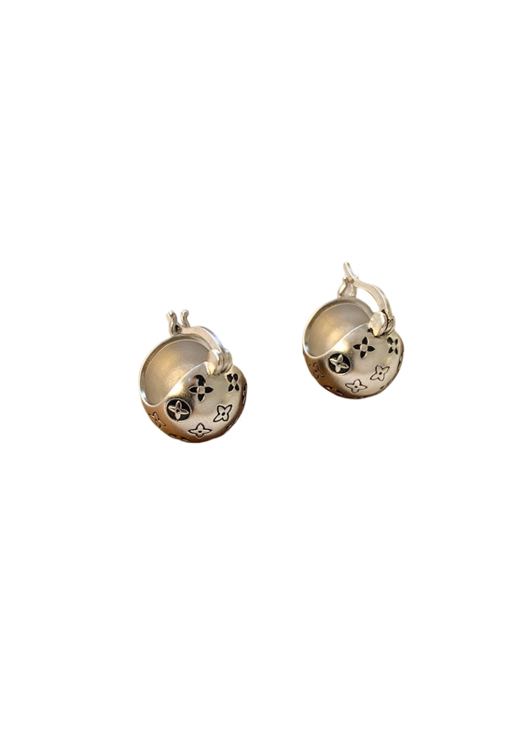 S925 silver round graffiti earrings