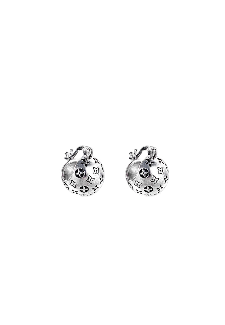 S925 silver round graffiti earrings