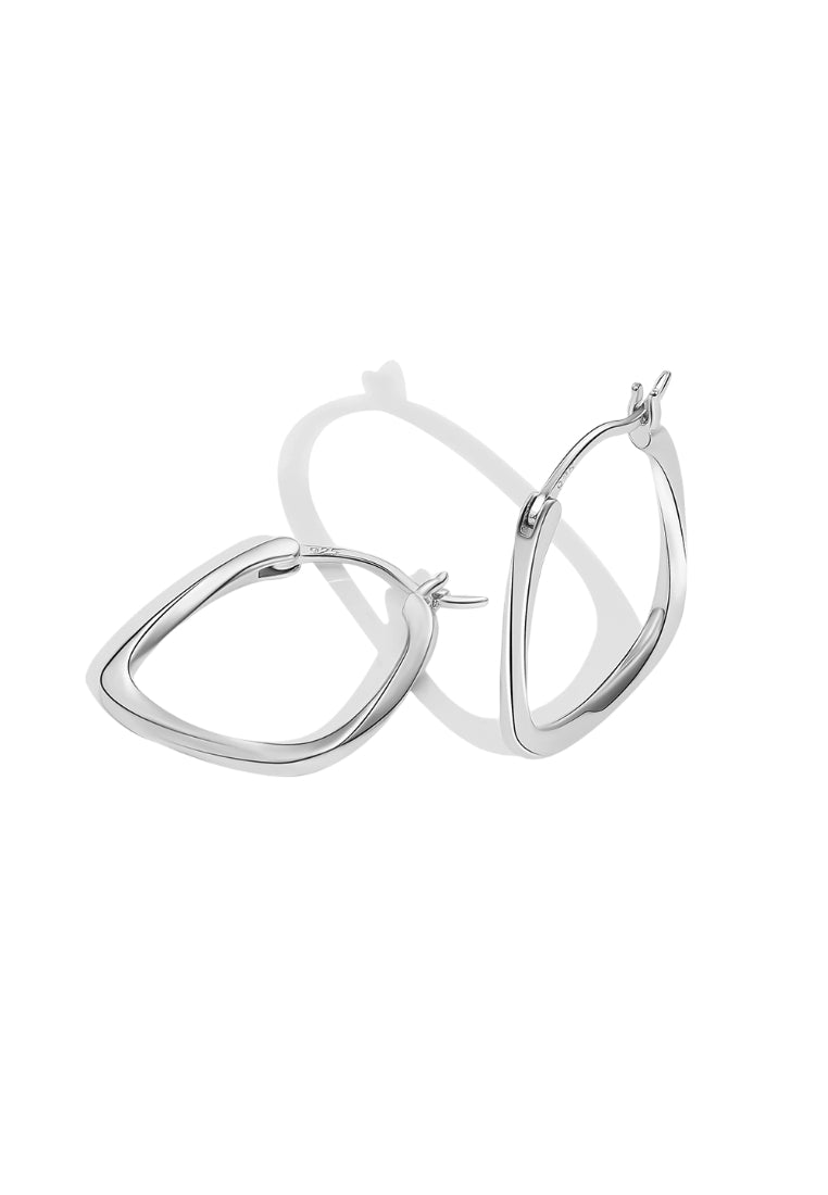 Wave Geometric Silver Ear Rings